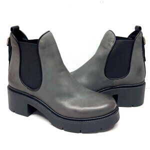 MIZ MOOZ SOFT LEATHER HEELED BOOTS BACK BUCKLE 37EU / 7US GRAY Z-186